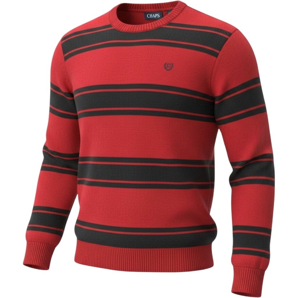 Chaps Freddy Kruger Sweater Mens S Red Black Striped Logo Crewneck Grunge Y2k